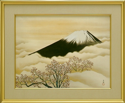 絵画：横山大観【霊峰春色】（額装）